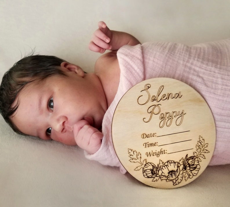 Birth Announcement Wood Baby Name Sign Newborn Nametag Etsy