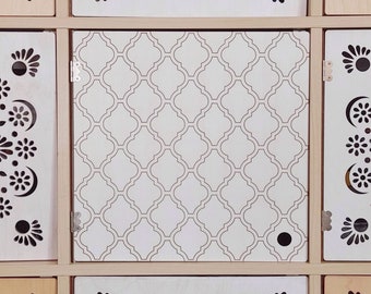 White Moroccan Door for Cube Shelves - "No Tools", Acrylic, Bookshelf, Bookcase Insert, Decor, Storage, Custom, Ikea, Target, Cabinet