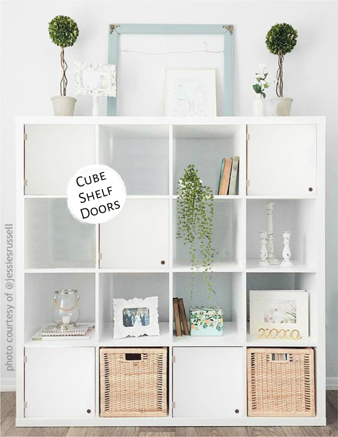 White Acrylic Door for Cube Shelves no Tools Minimalist