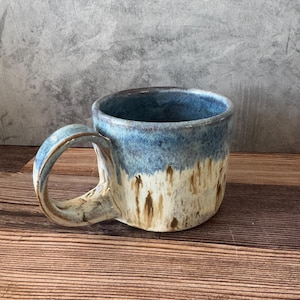 Handmade Blue Ceramic Mug - Wheel Thrown Pottery - 16oz