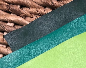 Neon & Emerald Green Lambskin Leather Sheets, 8"x10", 0.5-0.7mm