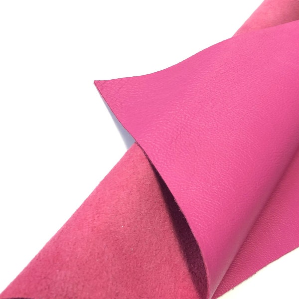 LEATHER Hot Pink LEATHER,Bright Pink leather Sheet, Leather Skins/Variety Leather Colors/Lambskin leather/Thickness 0.6-0.7mm /CC325