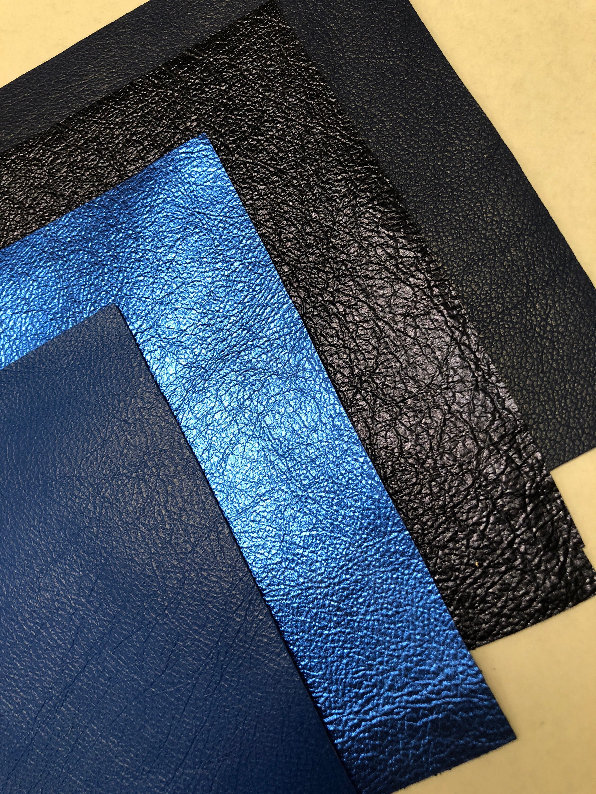 BLUE Metallic Leather Hide // Choose Your Size//genuine Metal Blue