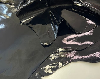 Black Patent Super Soft Real Leather Skins Size 30”x36” , Thickness 0.6-0.8mm/1.5-2oz