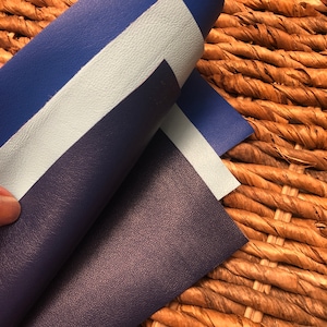 LEATHER SHEETS 12&quot;x24&quot; Light Baby Blue /Royal Blue Leather Hide/Navy Blue Leather Skins/Finest Quality Lambskin Leather /Thickness 0.6-0.7mm