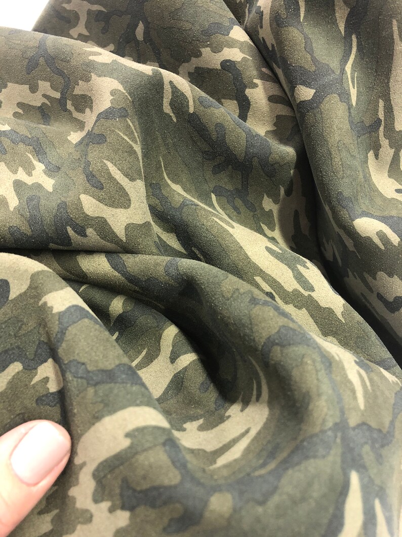 ARMY GREEN CAMO/Calfskin Suede Skin/Print Camouflage/Light | Etsy