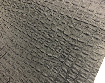 LEATHER 10"x10" CROCODILE Dark Blue Cowhide LEATHER/Navy Embossed Hornback Croco/Thickness 3.5 oz, 1.5mm/LeatherSkinsShop/Leather Skins Shop