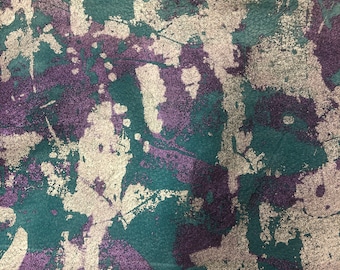 LEATHER Turquoise splash 12"x12" Purple Silver Metallic SUEDE/Thickness 0.7mm/Choose Size or request Custom/Leather Skins Shop