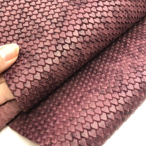 LEATHER 12&quot;x24&quot; Wine Anaconda PYTHON Scale Cowhide Printed Leather/genuine leather hide/Dark Red Leather Hide Gray Printed Scale/1.4mm