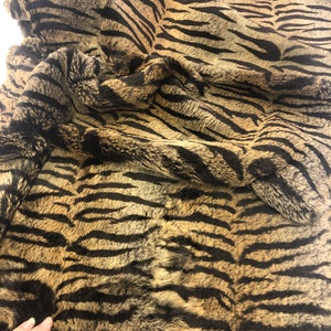 ANIMAL PRINT RABBIT Fur Plate 22”x46” Natural Rabbit Plate Printed Tiger Soft Perfect for Decorative Pillows and interior design