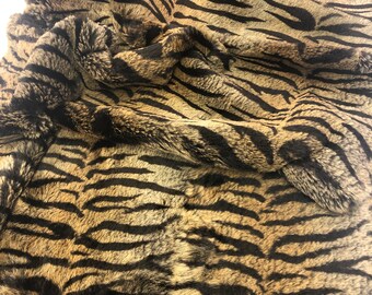 ANIMAL PRINT RABBIT Fur Plate 22”x46” Natural Rabbit Plate Printed Tiger Soft Perfect for Decorative Pillows and interior design