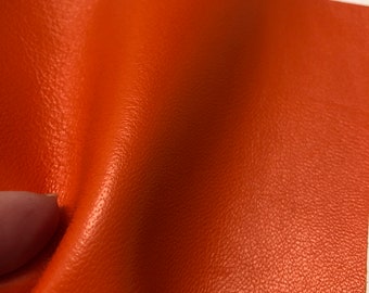 Orange Nappa Lambskin Leather Sheet, Soft Italian Leather