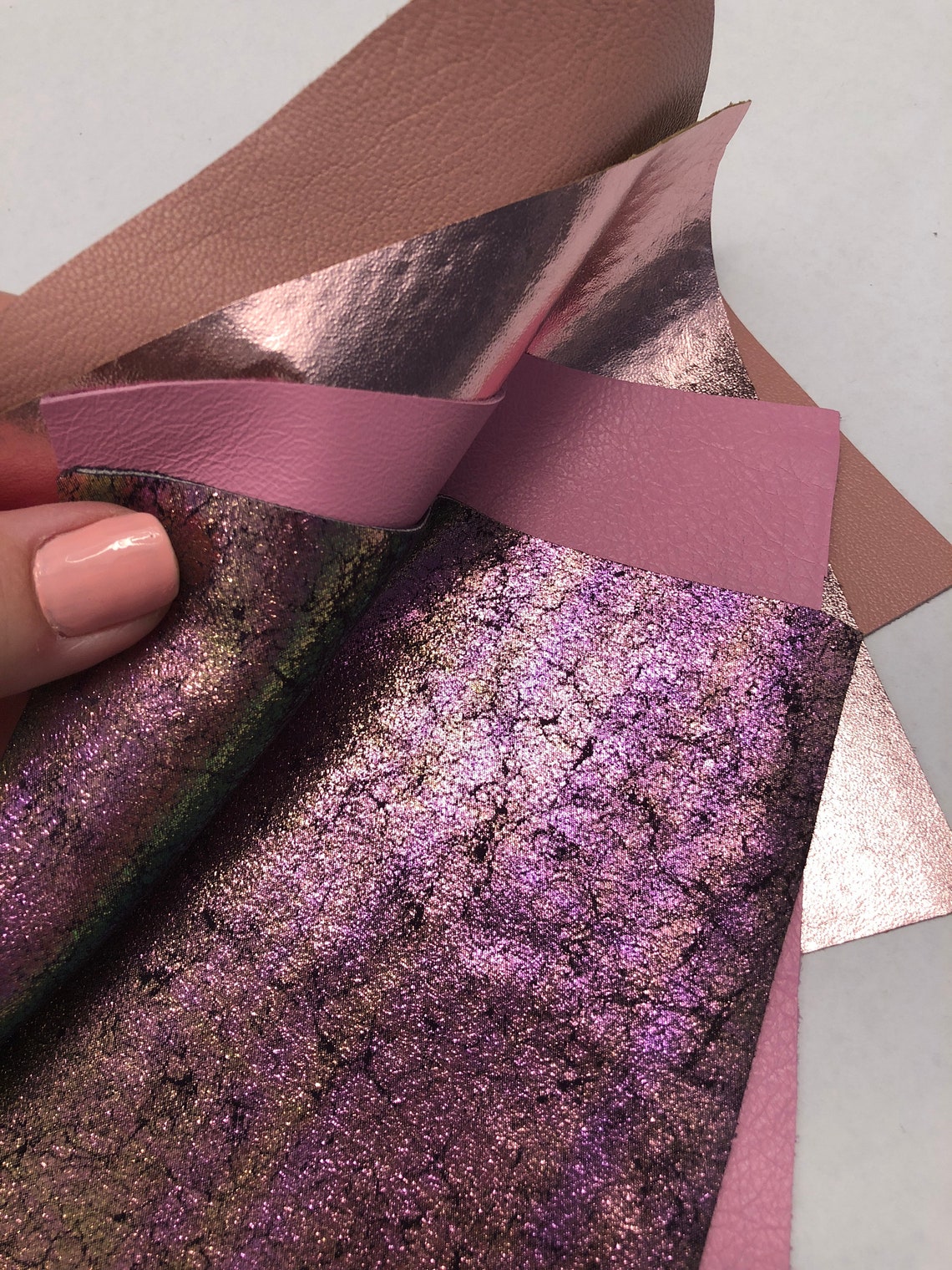 PINK LEATHER Set of 4/Genuine Leather/Choose Your Size or Get Etsy