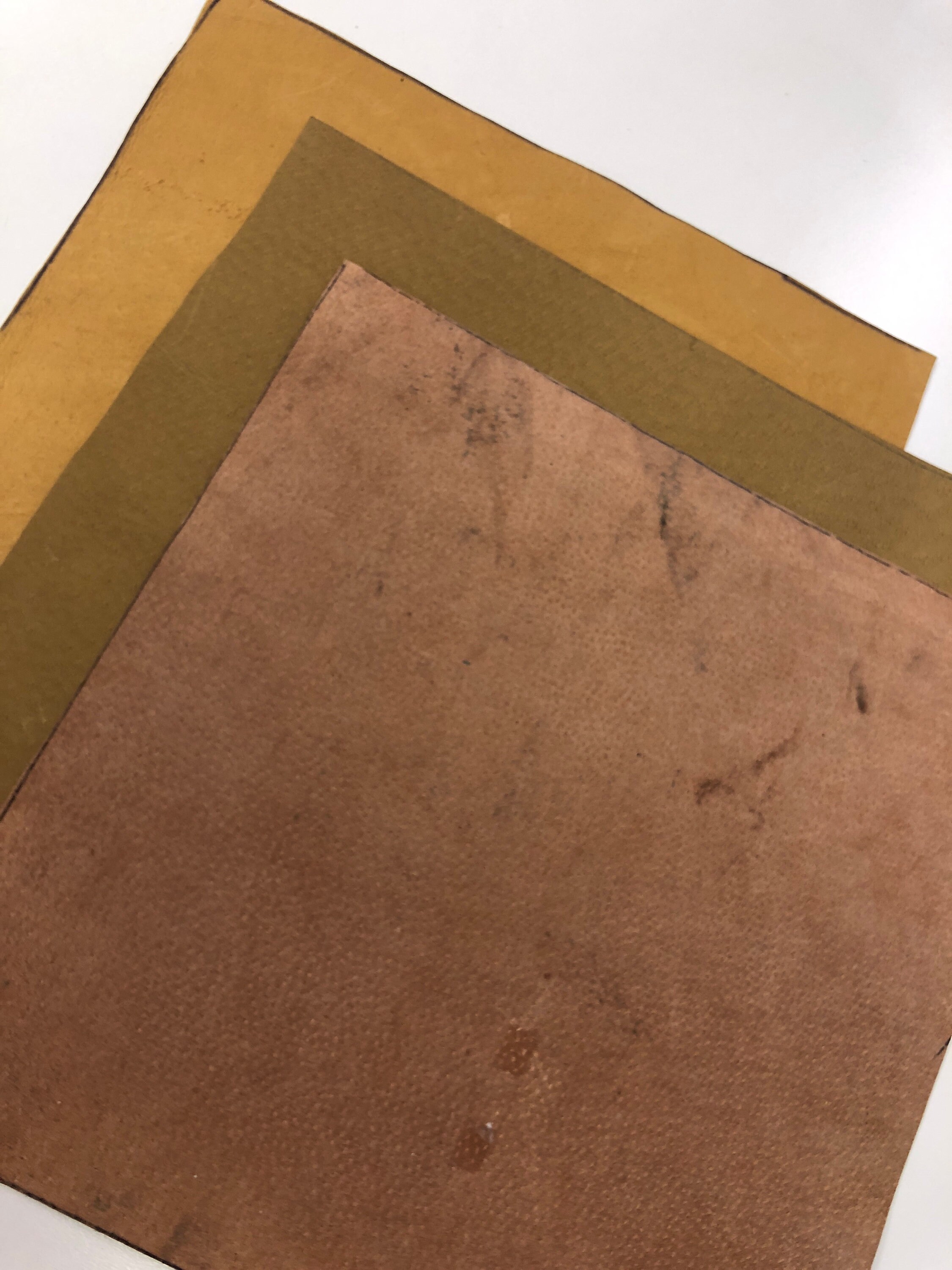 LEATHER CURATED SET 3 Sheets 10”x10”, Warm Tan, Wine and