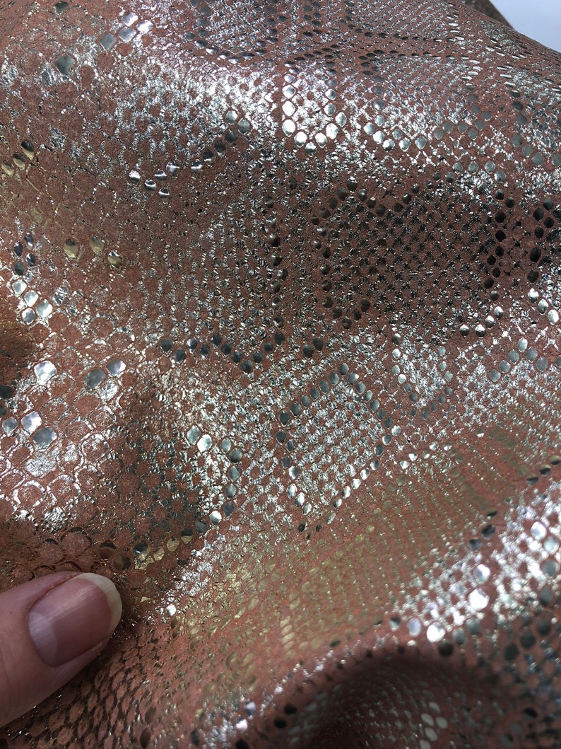 LEATHER 10”x10” Metallic GOLD Python on Peach Background, Off-white ...