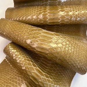 Tan Python Snakeskin Leather Skins- Leather Exotic for Handbags- leather Skins for bracelets- leather hides- Leather for accessories