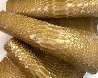 Tan Python Snakeskin Leather Skins- Leather Exotic for Handbags- leather Skins for bracelets- leather hides- Leather for accessories