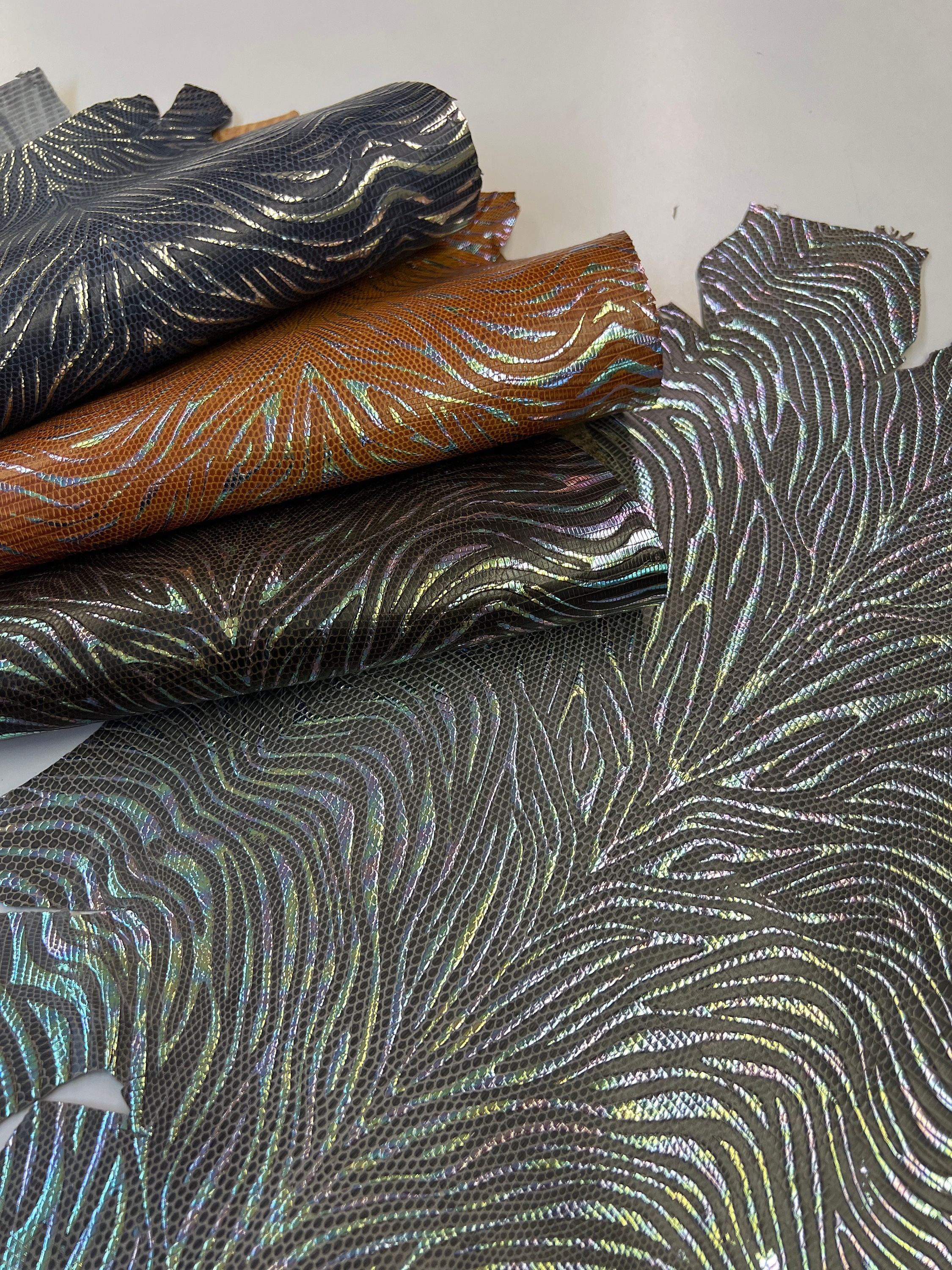 Lizard Printed Leather Remnants: Made in Italy