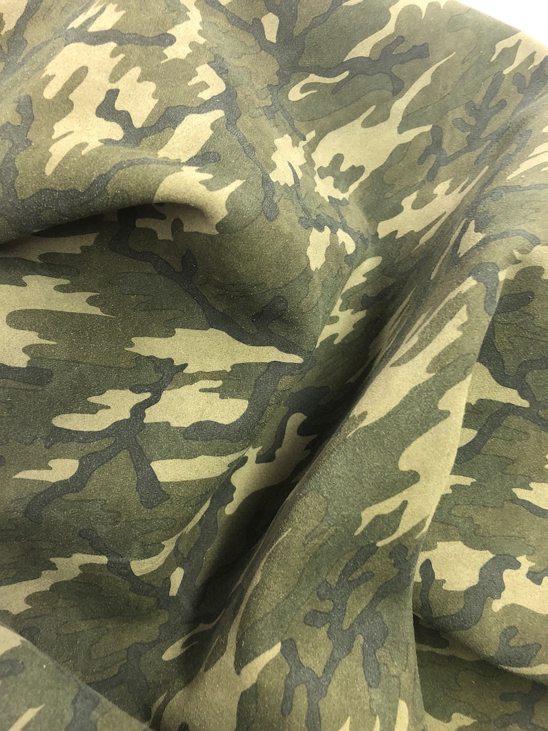 Calfskin Suede Thickness 1.2-1.5mm LEATHER CAMOUFLAGE Suede ARMY Green Light Olive Dark Green or get full skin Black Choose Your Size