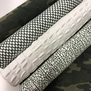 LEATHER 12&quot;x12&quot; Hide Craft Jewelry Genuine Leather SHEETS/Crackle Hide/White Croco Cowhide/Black/White Snake/Camouflage Suede