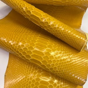 Yellow Python Snakeskin Leather Skins- Leather Exotic for Handbags- leather Skins for bracelets- leather hides- Leather for accessories