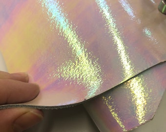 METALLIC IRIDESCENT LEATHER/Multi Rainbow Mermaid Metallic Calfskin Genuine Leather Hide/Thickness 2.2mm/ Leather Skin/Handbag Leather skins