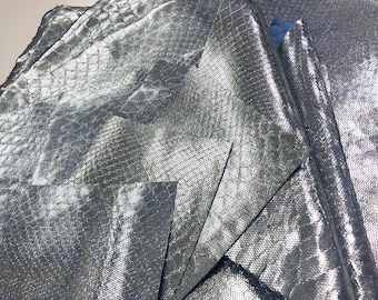 PYTHON GENUINE SKIN Silver Wash on Blue Color Natural Python Skin, Choose the Size,