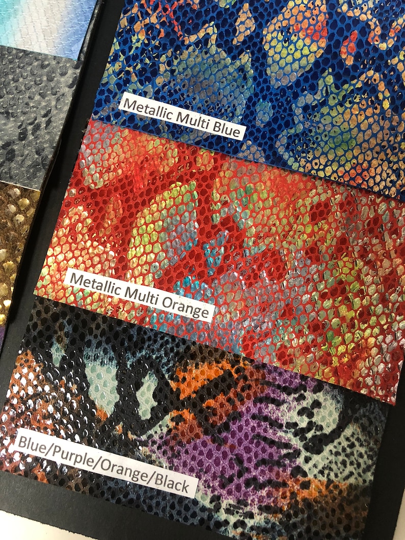 LEATHER SKINS PYTHON Print/genuine Leather Multi Metallic Red/blue ...
