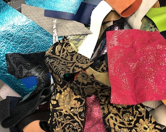 SCRAP/LEATHER SCRAP/Leather Scraps/Cut offs/ Leather Remnants/printed embossed leathers/sold by lb/Scraps leather for earring makings/hide