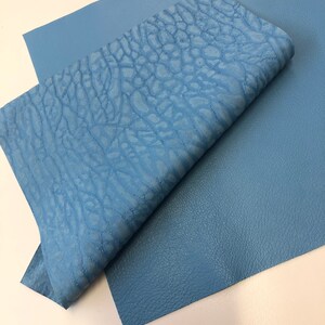 BLUE LEATHER 8”x8” Sky Blue LEATHER Set, Lambkin Leather with Sueded Sky Blue Texture, leather Sheet/Lambskin leather/Leather Scrap/CC325