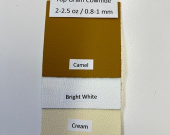 Color Leather COWHIDE Leather 2-2.5oz/0.8-1 mm Leather Sheets/ 8"x10" Leather Panels/ CHOOSE from 27 colors