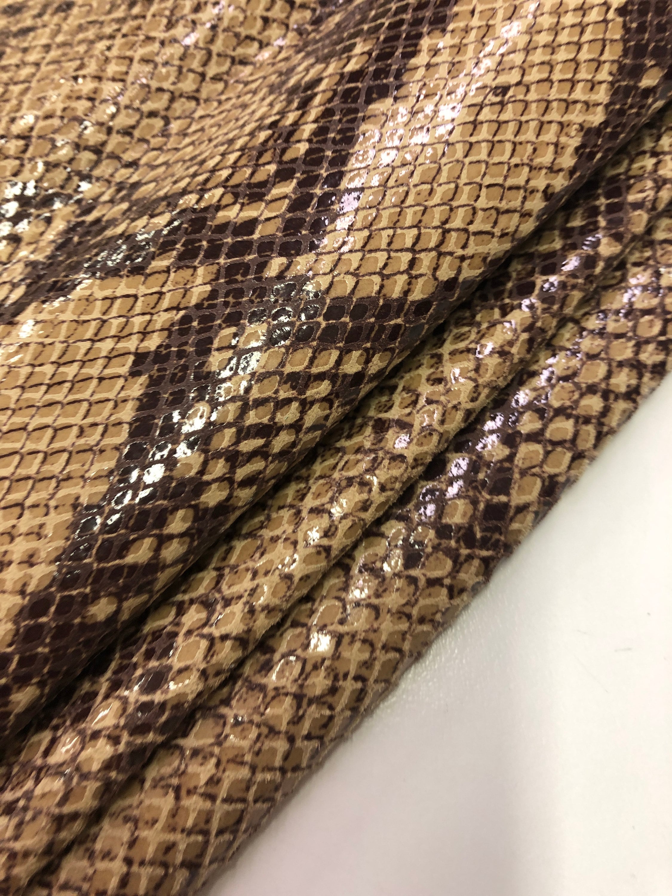 LEATHER SKINS PYTHON Print/Natural Tan Brown Python Snakeskin | Etsy