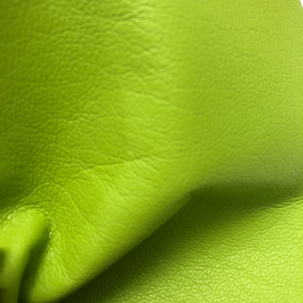 Neon Green Lambskin Leather Sheet, Soft Italian Nappa, 0.6-0.8mm