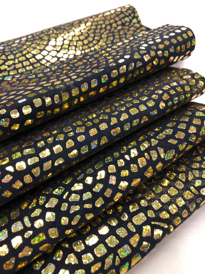 LEATHER 8x10 Suede GOLD IREDESCENT Metallic Gold Navy Genuine SuedeThickness 0.6 mmLeather SheetsGenuine Suede Leather