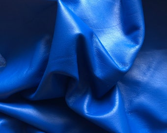 LEATHER ROYAL BLUE, soft supple genuine leather,leather sheet,leather scrap,Italian lambskin,.06mm thickness, M7001royalblue,leather skin