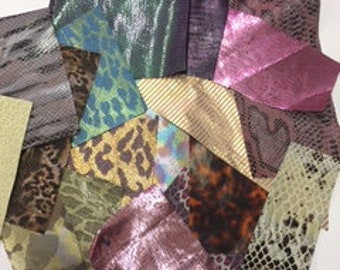Absolutely the BEST LEATHER Scraps by Leather Skins Shop, You get 1 lb of Assorted printed and embossed leather and suede, leather by lb