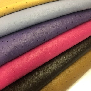 Ostrich LEATHER 8"x10"Lambskin Leather, Real Leather Hide/Dark Tan, Brown, Hot Pink,Purple, Periwinkle,Natural  Leather Hide/Thickness 0.6mm