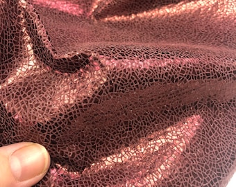 LEATHER 10”x10” Crackled Metallic Wine LEATHER SUEDE Pigskin/Thickness 0.7mm/