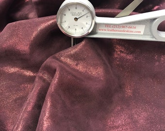 LEATHER 12"x24" Wine Calfskin SUEDE/ Burgandy Shimmering Metallic Calfskin Suede/Back Smooth Suede same color/Thickness 1.4mm
