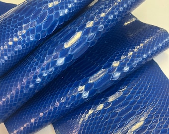 Royal Blue Python Snakeskin Leather Skins- Leather Exotic for Handbags- leather Skins for bracelets- leather hides- Leather for accessories