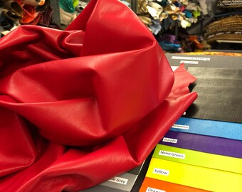 LEATHER GENUINE Red Top Quality LAMBSKIN Italian Nappa Leather Skins/average 7-8 sq.ft/REd garment weight/light thin/Thickness 0.6mm