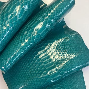 Teal Python Snakeskin Leather Skins- Leather Exotic for Handbags- leather Skins for bracelets- leather hides- Leather for accessories