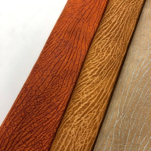 LEATHER TEXTURED Real Cowhide/ Nubuck in 3 colors/Choose Size/Cogniac , Rust, Taupe Genuine Leather Hides Skins/Thickness 1.2-1.5mm