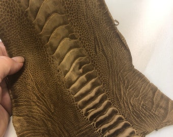 Ostrich Leg matte Natural Light Brown Real Genuine Leather