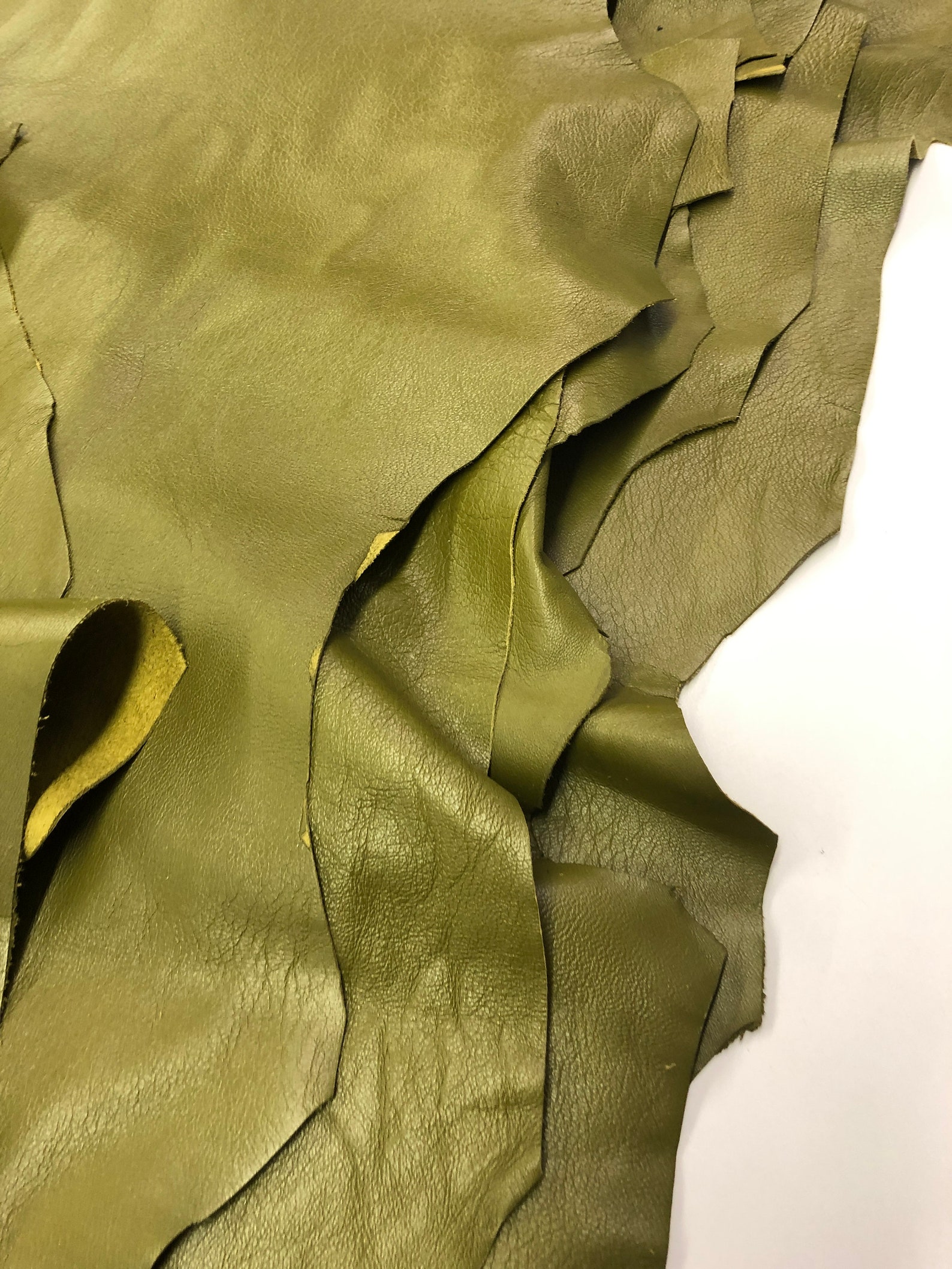 Small Army Green Perforated Lamb Leather