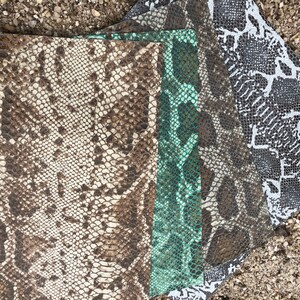 LEATHER NATURAL Looking PYTHON 10"x10" Printed Genuine Leather Crafting Sheets Thickness 0.5-0.9mmBrown Beige, Taupe Brown, Green,Silver