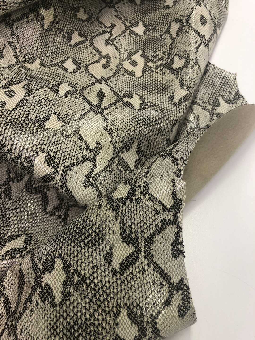 LEATHER Most Realistic SNAKE PYTHON Print/baby Python Genuine Leather ...