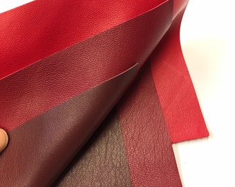 Leather Red 5"x5" Lambskin Leather, Fire Red Soft Leather, Dark Red Leather, Wine Leather, Thickness -0.6-0.8mm LeatherSkinsShop