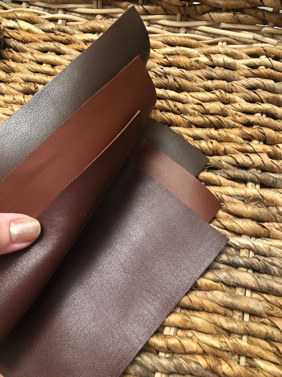 BROWN LEATHER SHEETS 8x10, Brown Leather/ Chocolate Brown/ Sienna Brown/  Reddish Brown Lambskins Leather Sheet Set/0.5-0.7mm 