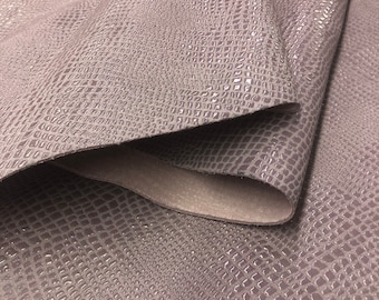 Baby Alligator LEATHER 5"x5" Light Purple Shiny Crocodile Look Calfskin Leather/Thickness 1.3mm/Leather Skins Shop